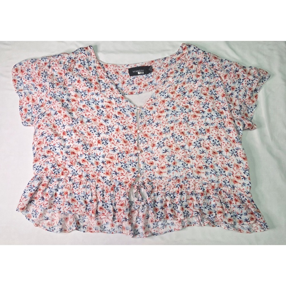 Minkpink Women's XXL Heatwave Boxy Ditsy Floral‎ Crop Top Boho Fairy Cottagecore